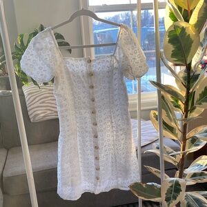 Lulu's White Eyelet Mini Dress